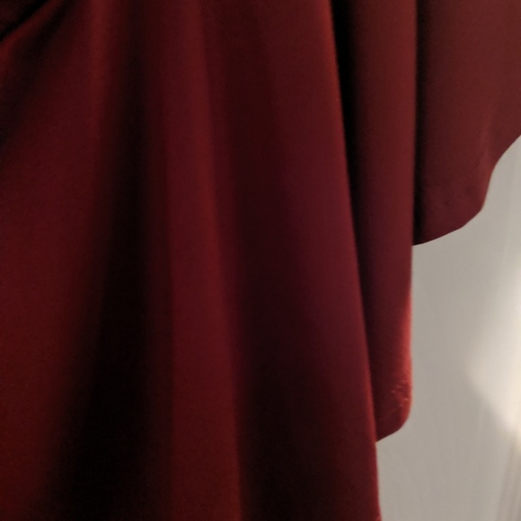 Maroon Off the Shoulder Ruffle Bodysuit - Picture 2 of 2